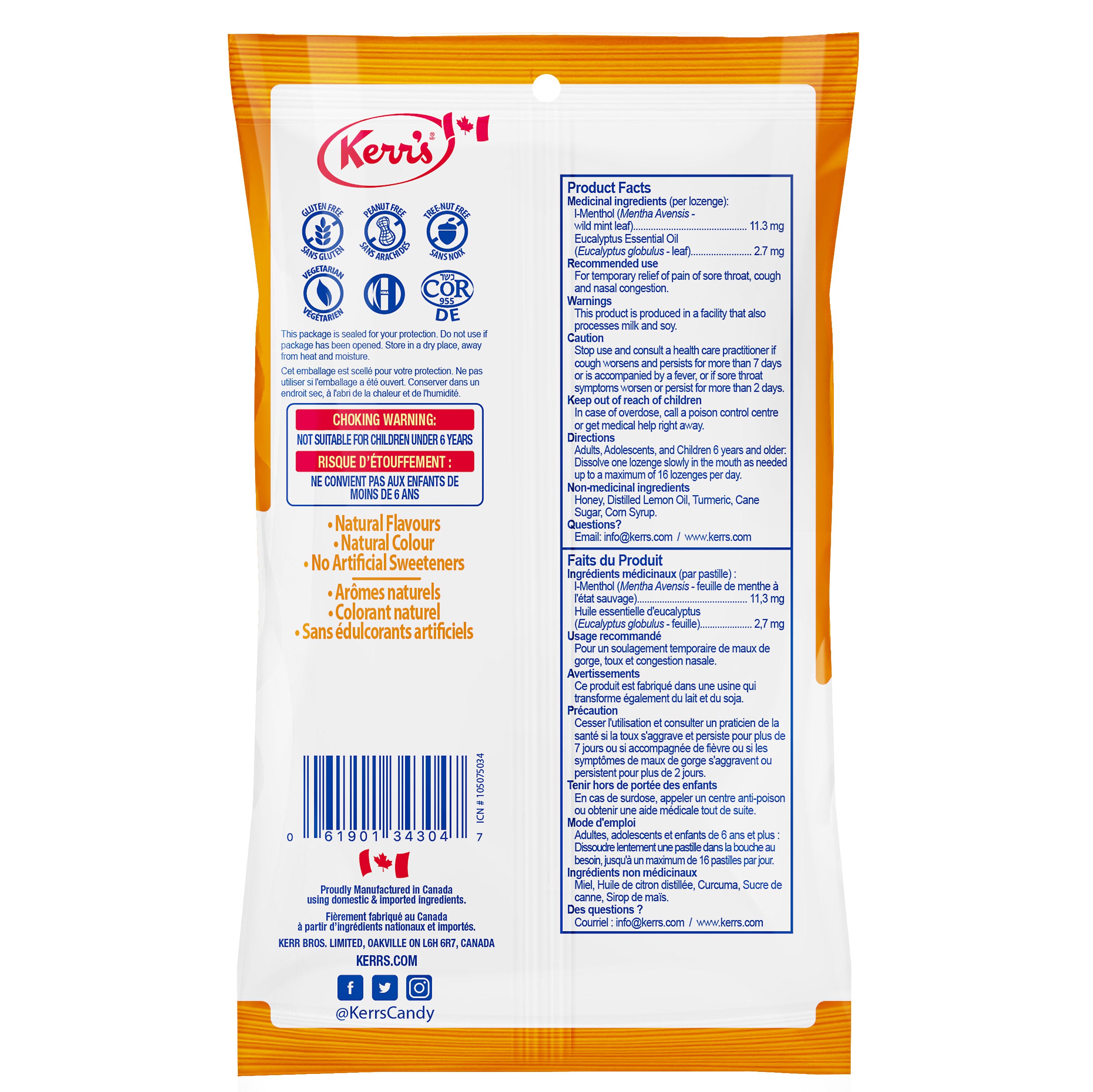 Honey Lemon Menthol Eucalyptus Cough Drops 30 Count