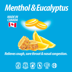 Honey Lemon Menthol Eucalyptus Cough Drops 30 Count