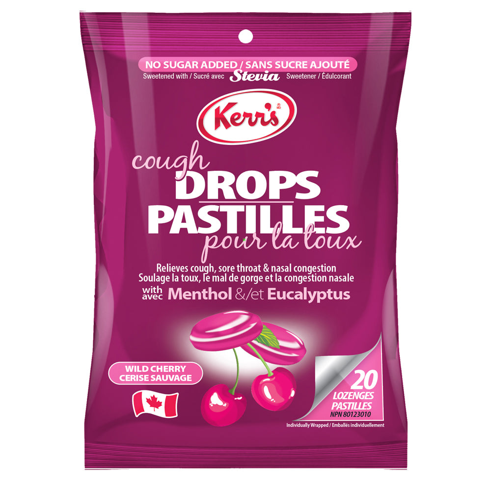 No Sugar Added Wild Cherry Menthol Eucalyptus Cough Drops 20 Count