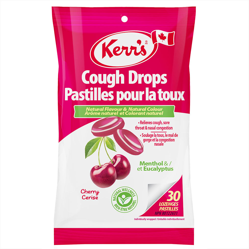 Pastilles contre la toux à la cerise, au menthol et à l'eucalyptus, 30 unités
