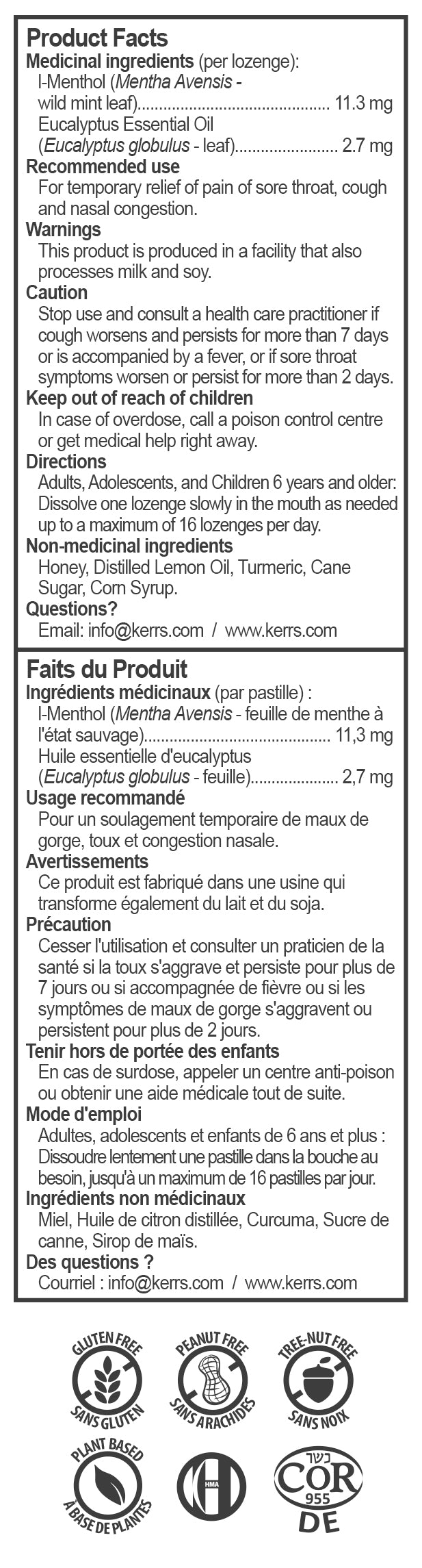 Honey Lemon Menthol Eucalyptus Cough Drops 30 Count