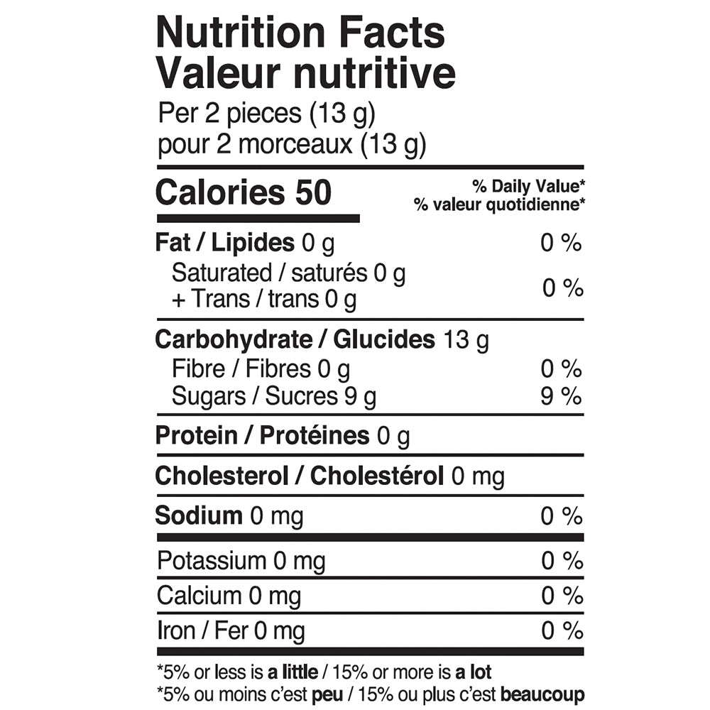 Kerr's Slush Pops Nutritional value per two pieces